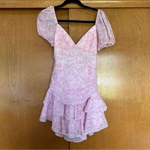 Hello Molly Cute Gaze Ruffle Tiered Mini Dress in Pink Floral Size 4 Small - Picture 2 of 13